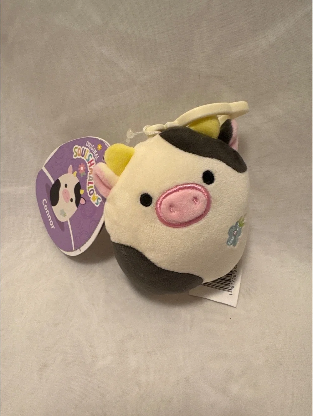 Original Squishmallows Connor Cow Plush Keychain